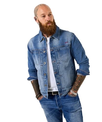 Image of Joe Browns Men's Mid-wash Denim Jacket, Regular, Blue, UK XL