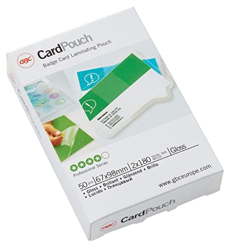 Image of GBC Card Laminating Pouches 67x99mm 2x180 Micron Gloss (Pack of 50)