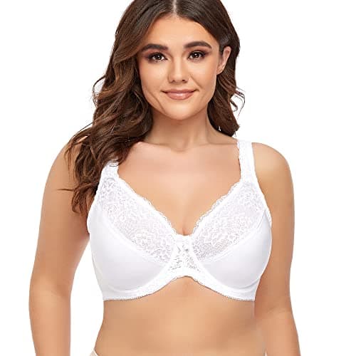 Image of Ayigedu UK Ladies Super Full Coverage Plus Size Bra Non Padded Underwire Minimizer Bras 36G White