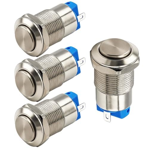 Image of Gebildet 4pcs 12mm 3A 12V/24V/125V/250VAC Waterproof Push Button Switch Latching Nickel-Plated Copper Push Button Switch On-Off(High Head)