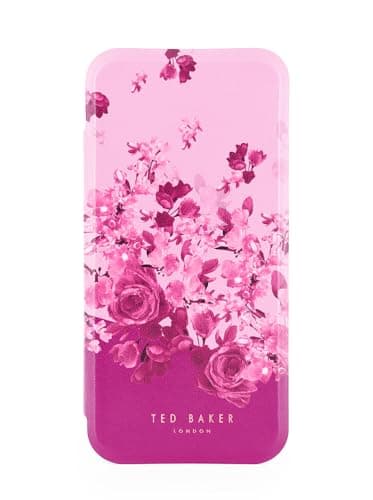 Image of Ted Baker Pink Scattered Flowers Mirror Folio Phone Case for iPhone 17 Air Gold Shell