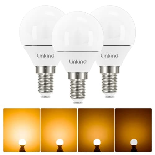 Image of Linkind E14 Dimmable LED Golf Ball Bulb, 4.2W 40W Equivalent, 470lm Warm White 2700K, Small Edison Screw SES, P45 Round Light Bulbs, Pack of 3