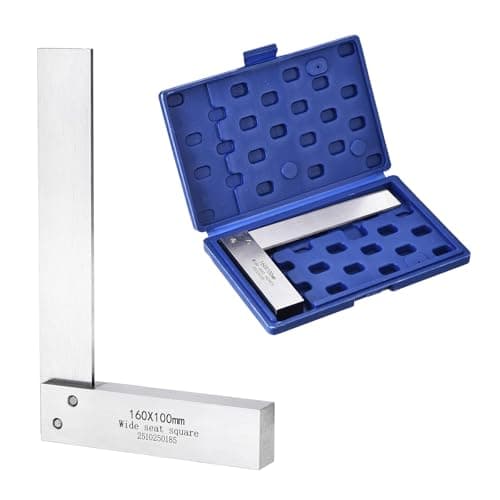 Image of sourcing map Machinist Square 160mm x 100mm x 14.5mm Carbon Steel Engineer Square Precision Woodworking 90 Degree Right Angle Ruler with Wide Seat for Precision Layout and Measurement, Silver