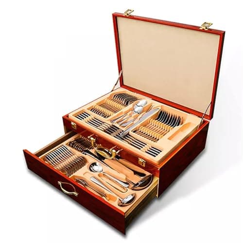 Image of Cutlery Set, 72 Piece Fine Stainless Steel Silverware for 12 with Gift Case - Ideal for Housewarming and Graduation Gifts