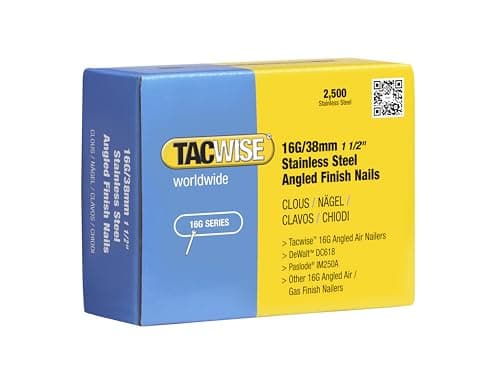Image of Tacwise 1223 Type 16G / 38 mm Stainless Steel Angled Finish Nails, 20° Inclined, Pack of 2500
