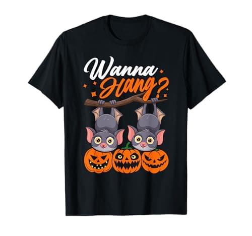 Image of Wanna Hang Funny Pun Bat Lover Cute Halloween T-Shirt