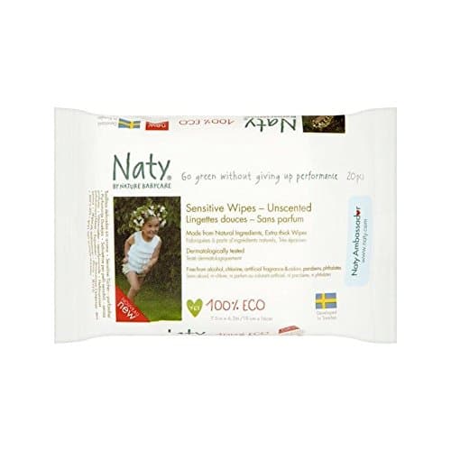 Image of Naty Eco Travel Wipes Unscented 20 per Pack - Pack of 4