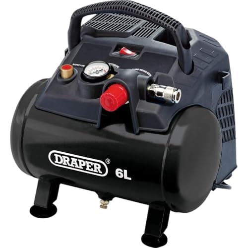 Image of Draper 6L Oil-Free Air Compressor 116psi Max Pressure | 1.2kW 1.5hp 4000rpm Motor | 185l/min Max Capacity | Quick Euro Coupling Outlet | 1.7m Cable | Pressure Switch | Air Outlet Gauge | 02115