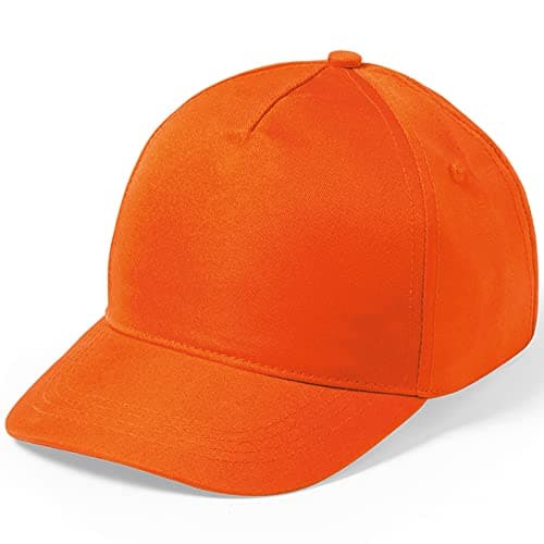 Image of eBuyGB Kids Adjustable Pack of 10 Plain Baseball Cap for School, Girls Boys Junior Unisex Children's Hat (Orange)