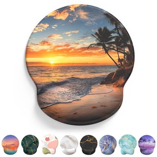 Image of Giecy Mouse Mat Wrist Support, Ergonomic Gel Mouse Pad, Mouse Wrist Rest with Non-slip Base for Home Office Computer, Laptop (Beach)…