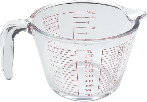 Image of BH | 1L Glass Measuring Jug | 1 litres | Heavy Duty | Easy to Read Measurements | Heat Resistant | Kitchen, Baking, Restaurant, Hot Liquid, Microwave Safe, BPA-Free with Handle - by Best House