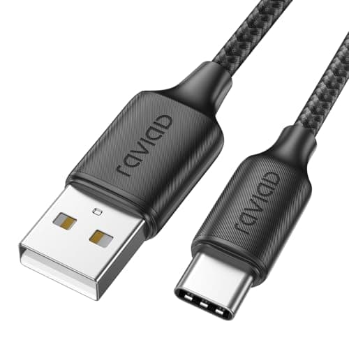 Image of RAVIAD USB C Cable 1M, Type C Charger Cable 3A Fast Charging Nylon Braided USB C Cord for iPhone 17/16/15/15 Pro Max, Galaxy S25/S24/S23/S22/S21/S10, Note 10, P40/P30, Google Pixel -Black