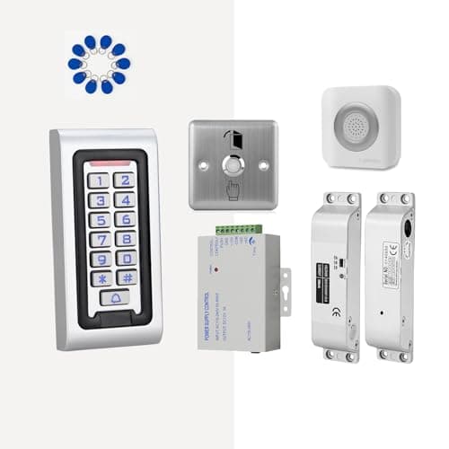 Image of ReaIOKbii Complete security access control system kit: Waterproof, RFID, metal keypad, door lock, electric mortise lock, WG26 card reader (card swipe, password), 2000 user capacity, with doorbell