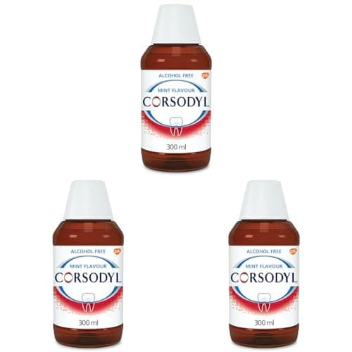 Image of Corsodyl Gum Disease & Bleeding Gum Treatment, Antibacterial Mouthwash, Alcohol Free, Mint Flavour, 300 ml (Pack of 3)