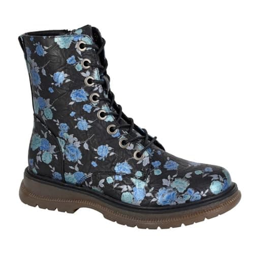 Image of Cipriata L310ACM-3, Annetta, Womens Lace-up Fashion Boots, Black/Blue Floral Matt, size 3 UK