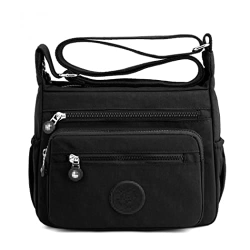 Image of Milky Way Womens Multi Pocket Casual Cross Body Bag Waterproof Travel Bag Messenger Bags Shoulder Handbag (Black)