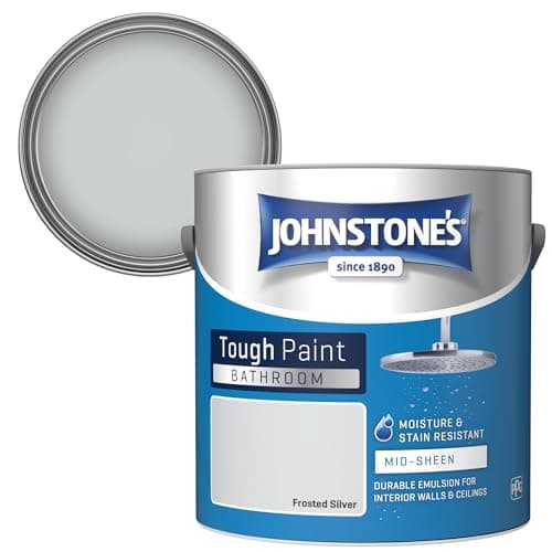 Image of Johnstone's - Bathroom Paint - Frosted Silver - Mid Sheen Finish - Stain Blocker Paint - Use in Moist & Damp Areas- Low Odour - Dry in 1-2 Hours - 12m2 Coverage per Litre - 2.5L