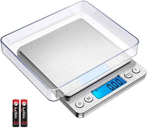 Image of Criacr Digital Pocket Scales, 500g High-precision Kitchen Food Scales, Stainless Steel Jewelry Scales with Two Trays, Back-Lit LCD Display, 0.01g Precision, Tare and PCS Features, Batteries Included