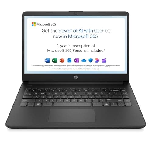 Image of HP 14” Laptop | Intel Celeron N4500 Processor | 4 GB RAM | 64GB eMMC | Intel UHD Graphics | HD Display | 12 hrs battery | Microsoft 365 Personal 12 month included | Windows 11 | Black | 14s-dq3001sa