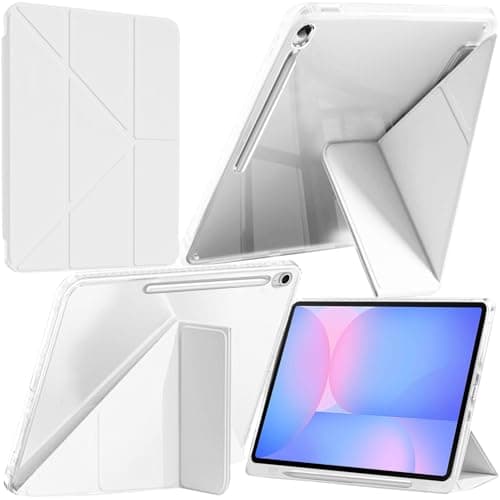 Image of A-BEAUTY Case Compatible with Samsung Galaxy Tab S10 FE Plus 13.1 Inch 2025 (SM-X620/X626/X626B) with S Pen Holder, Shockproof Clear Cover, 6-in-1 Y-Shaped Trifold Stand, White