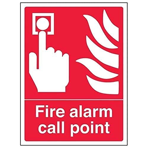 Image of V Safety 13001AN-R Fire Alarm Call Point Sign - Portrait - 150mm x 200mm - 1mm Rigid Plastic, Red