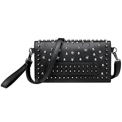 Image of Ro Rox Hesperia Clutch Bag Star Studded Faux Leather Gothic Chic Accessory, Black, One Size