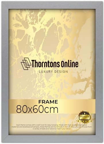 Image of Modern Silver 80 x 60 cm Poster Frame Crystal Clear Acrylic Front Picture Photo Frame 60x80cm MDF Backing With Both Ways Hanging Hooks - Home Office Use
