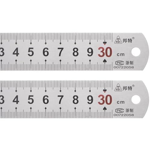 Image of TA-VIGOR 2Pcs Stainless Steel Ruler, 30cm Length Metric Straight Rulers, 0.8mm Thick Metal Ruler, Precision Measuring Tool with Hanging Hole for School, Office, Sewing, Craft and DIY Use