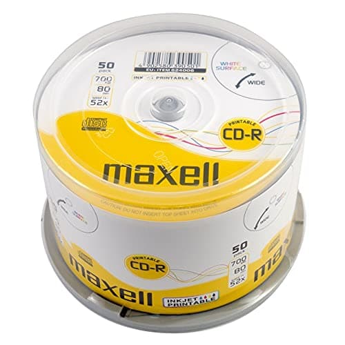 Image of Maxell CDR 80 minute, 700mb, 52x, Inkjet & Laser Printable 50