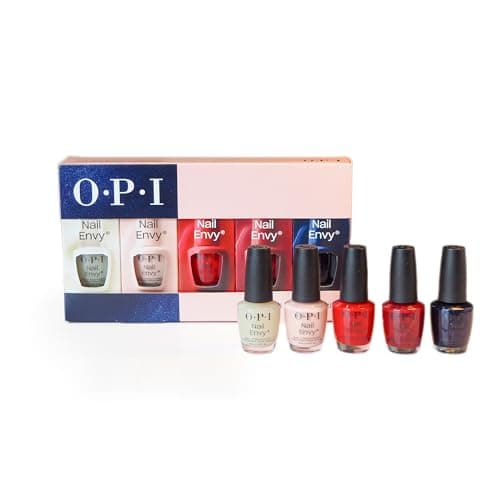 Image of OPI Nail Envy® Nail Polish, Nail Strengthener Treatment Set for Strong Natural Nails, Vegan Nail Repair and Strength for Damaged Nails, OPI Nail Envy® 5 - Piece Gift Set, 5 x 15ml