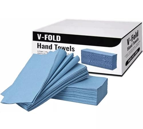 Image of V Fold Interfold Paper Hand Towels Tissue Blue 1 Ply Z Fold Qty 4000