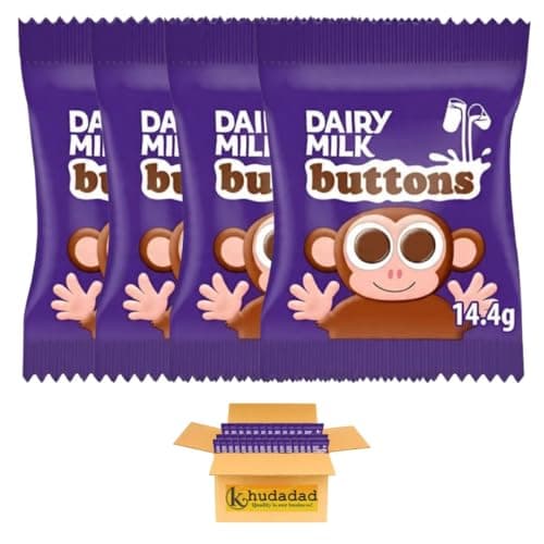 Image of Chocolate Bundle with Dairy Milk Buttons – 14.4g Bags | Smooth & Creamy Milk Chocolate Buttons | Perfect for Snacking, Sharing & Gifting (4x)
