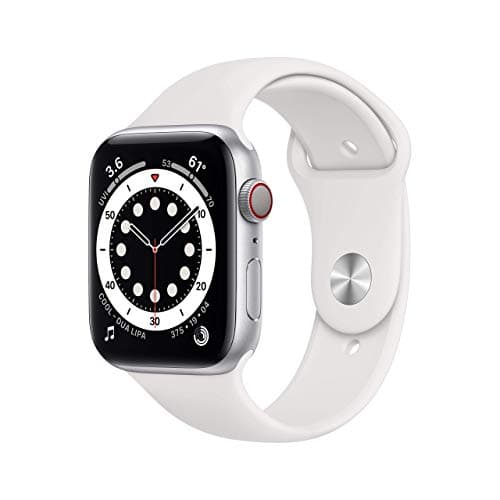 Image of Apple Watch Series 6 (GPS + Cellular, 44MM) Silver Aluminium Case with White Sport Band (Renewed)