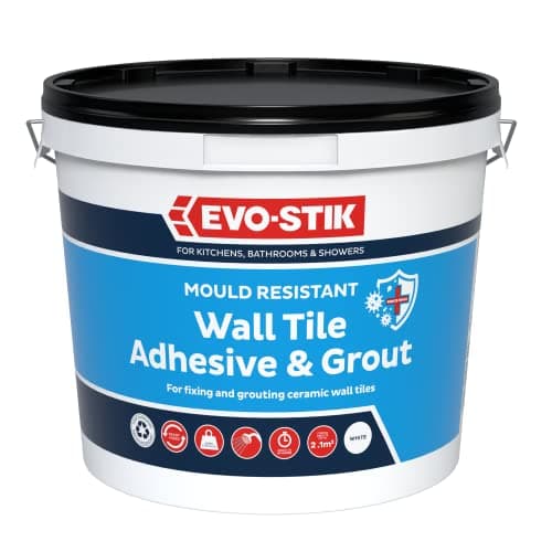 Image of 2 Evo-Stik Mould Resistant Wall Tile Adhesive & Grout Ready Mixed Standard 2.5L