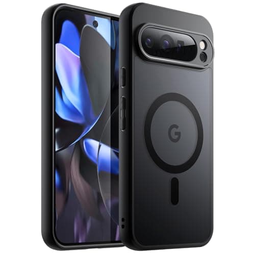 Image of JETech Magnetic Case for Google Pixel 9 Pro XL 2024, Compatible with MagSafe, Translucent Matte Back Shockproof Phone Cover (Black)