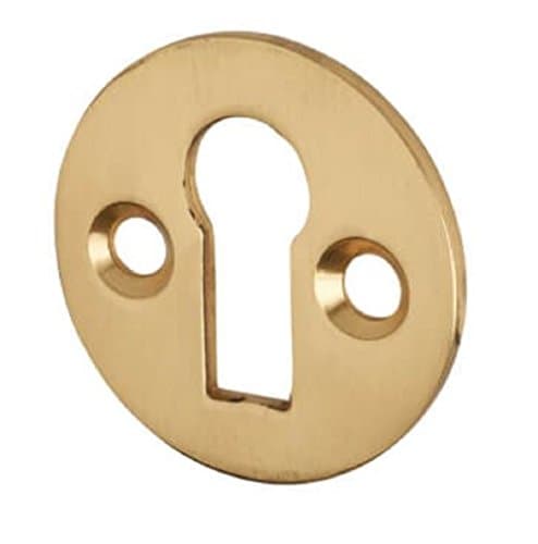 Image of Zoo Hardware Victorian Standard Profile Keyhole OPEN Cover Escutcheon 32mm + Screws (Polished Brass)