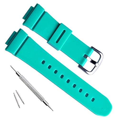 Image of Women's Waterproof Natural Resin Replacement Watch Band for Casio BA-110 BA-111 BA-112 BGA-110 Baby-G Analog-Digital BGA-130 (Cyan)