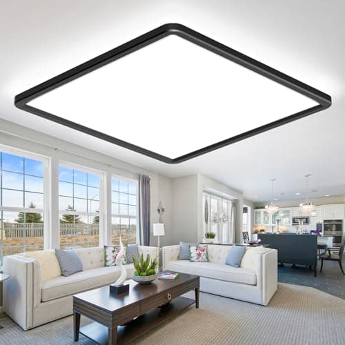 Image of zemty 36W 4200LM 42CM LED Ceiling Light, 3000K/4500K/6000K Black Bathroom Lights Waterproof, Square Flush Modern Ceiling Lighting for Kitchen Bedroom Living Room Office