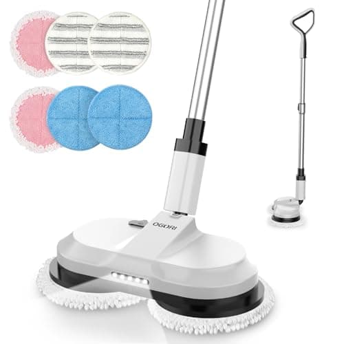 Image of OGORI Cordless Electric Mop,Spin Mop for Floor Cleaning,Spray Mop with 300ML Water Tank/LED Headlight,Handheld Polisher Scrubber with 6 Pads For Wood, Laminate, Tile & Marble