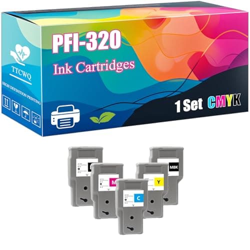 Image of PFI-320 Ink Cartridges Compatible for Canon imagePROGRAF GP-200 GP-300 TM-200 TM-205 TM-300 TM-305 Printers, with Chip, High Yield 6000 Pages, Clear Printing (1 Set)