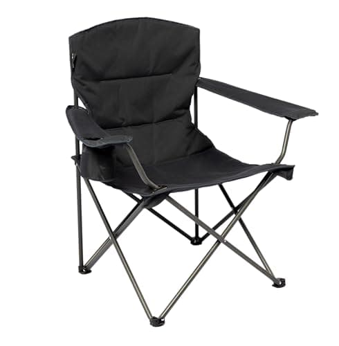 Image of Vango Malibu Padded Camping Chair with Insulated Cup Holder – Folding Portable Outdoor Chair with Steel Frame, Soft Arms & Carry Bag – Durable Fabric for Camping, Festivals, Sports (Granite Grey)