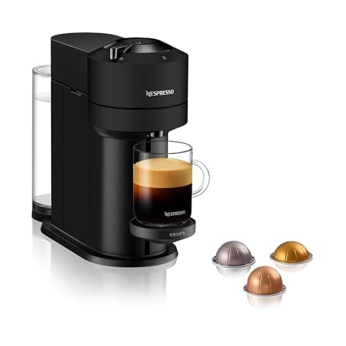 Image of Nespresso Vertuo Next Automatic Pod coffee machine for Americano, Decaf, Espresso by Krups in Matt Black