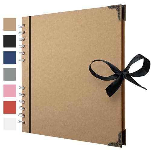 Image of Bstorify Scrapbook Photo Albums 60 Pages (21 x 21 cm) Brown Thick Kraft Paper Scrap Book Ideal for Your Scrapbooking Albums Art & Craft Projects