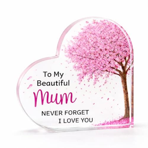 Image of Mothers Day Gifts for Mum Heart Acrylic Plaque, Mum Birthday Gifts from Daughter Son, Mum Gifts Desk Decor with Love Message, Mothers Day Gift and Christmaspresent for Mum