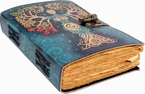 Image of Blank Spell Book Of Shadows Journal With Lock Clasp Prop Vintage Handmade Leather Diary Embossed Prayer Pagan Antique Witchcraft Wiccan Notebook Daily 7 X 5 Inches