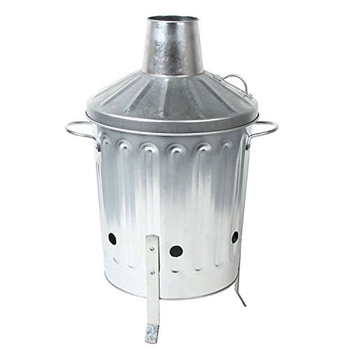 Image of CrazyGadget® Small Medium Large Extra Large Galvanised Metal Incinerator Fire Burning Bin with Special Locking Lid (15 Litre)