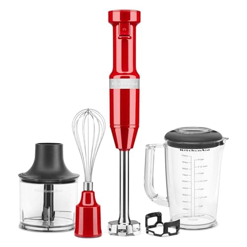 Image of KitchenAid KHBV83ER Variable Speed Corded Hand Mixer with Accessories, Empire Red