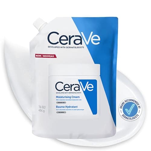Image of CeraVe Moisturising Cream Refill for Dry to Very Dry Skin With 3 Essential Ceramides, Hyaluronic Acid, Face & Body Cream, Fast Absorbing, Dermatologist Developed, 562ml
