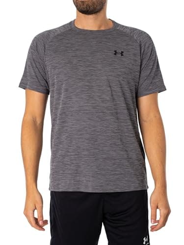 Image of Under Armour Mens Ua Tech Textured Ss T-Shirt (Pack of 1), Castlerock / / Black, M