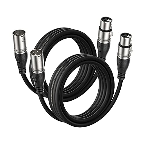 Image of EBXYA XLR Microphone Cable 3M Pack of 2 - Professional Cable with Cross Braid Shield & 3-Pin Balanced Design for Studio, Live and DMX Devices